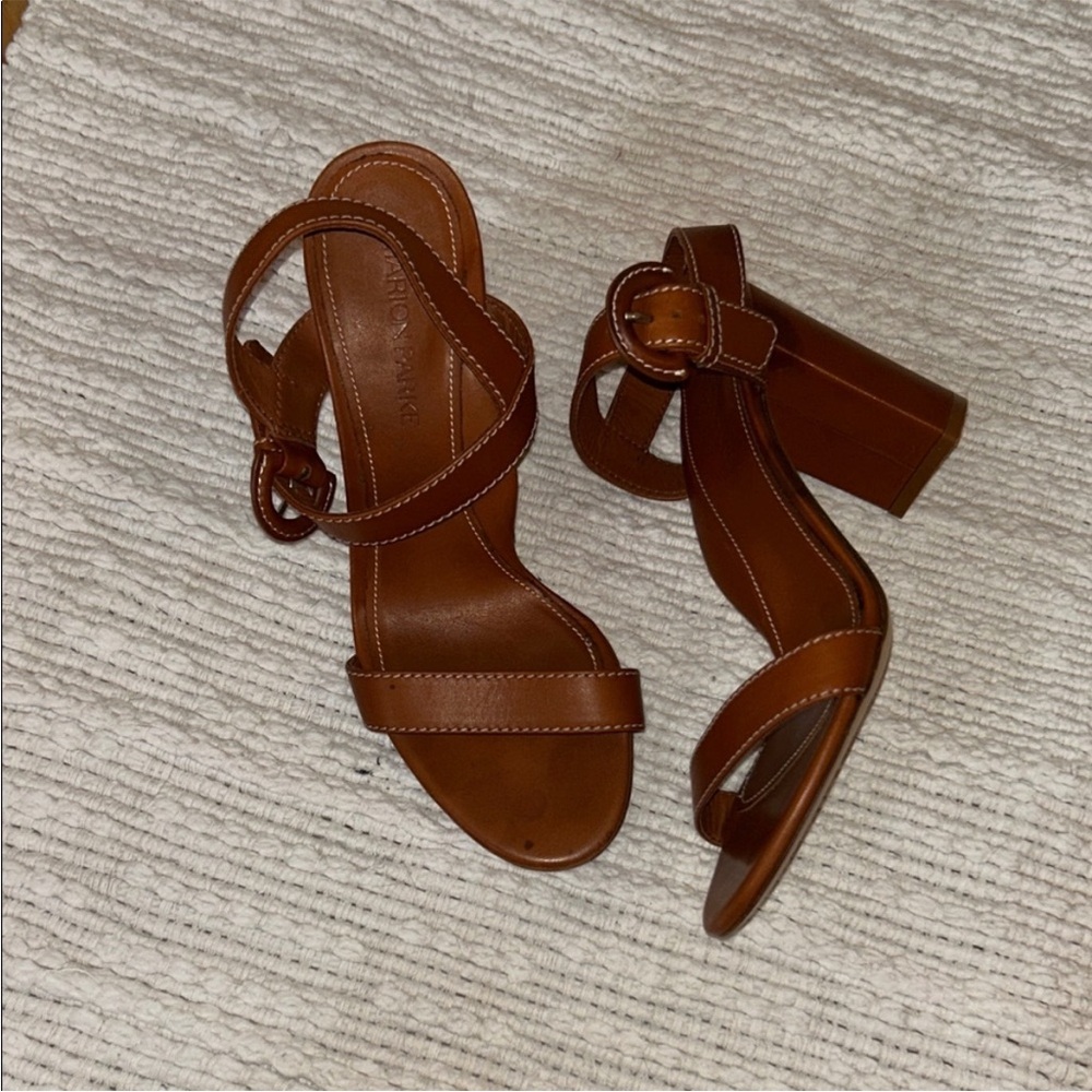 Brown leather women’s Marion Parke block heel sandals size 37